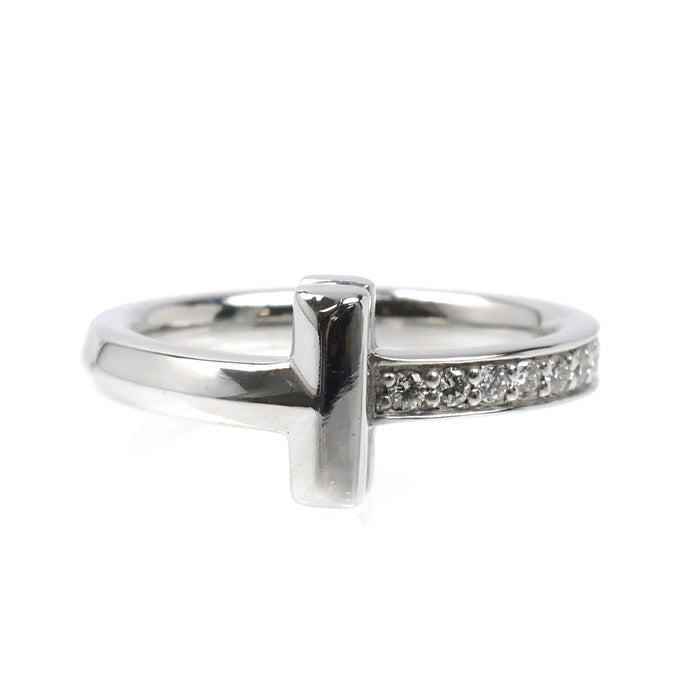 TIFFANY&Co. ティファニー K18WG ホワイトゴールド Tワン ナロー リング・指輪 67795474 ダイヤモンド 7号 3.9g レディース【中古】【美品】