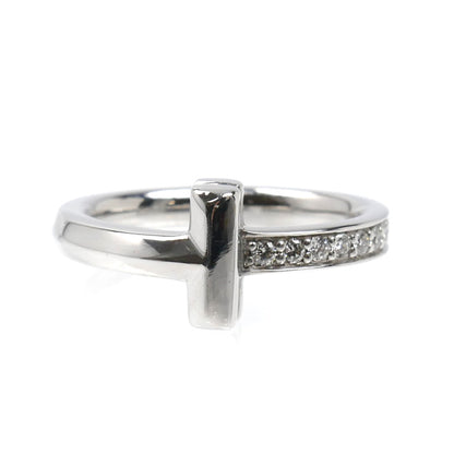 TIFFANY&Co. ティファニー K18WG ホワイトゴールド Tワン ナロー リング・指輪 67795474 ダイヤモンド 7号 3.9g レディース【中古】【美品】