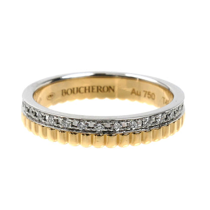 Boucheron ブシュロン K18YG/WG キャトル ラディアント リング ハーフ フルパヴェ リング・指輪 JAL00134 ダイヤモンド 8号 48 3.0g レディース【中古】【美品】