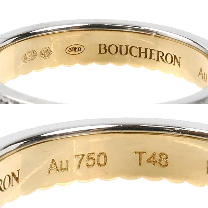 Boucheron ブシュロン K18YG/WG キャトル ラディアント リング ハーフ フルパヴェ リング・指輪 JAL00134 ダイヤモンド 8号 48 3.0g レディース【中古】【美品】