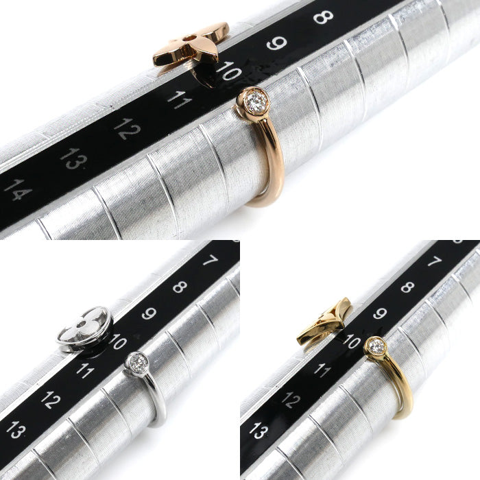 LOUIS VUITTON ルイ・ヴィトン K18YG/PG/WG バーグ モノグラム イディール スリーゴールド リング・指輪 Q9F15D 043719 ダイヤモンド 10号 50 5.6g レディース【中古】【美品】