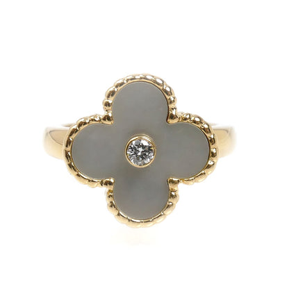 Van Cleef & Arpels ヴァンクリーフ＆アーペル K18YG イエローゴールド ヴィンテージアルハンブラ シェルダイヤ リング・指輪 VCARA41149 ダイヤモンド 9号 49 6.2g レディース【中古】
