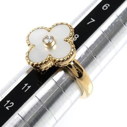 Van Cleef & Arpels ヴァンクリーフ＆アーペル K18YG イエローゴールド ヴィンテージアルハンブラ シェルダイヤ リング・指輪 VCARA41149 ダイヤモンド 9号 49 6.2g レディース【中古】