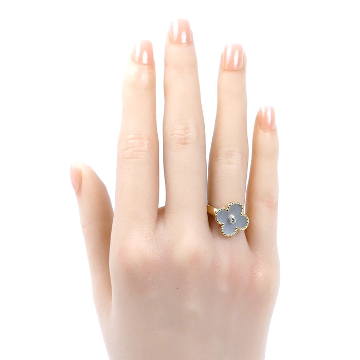 Van Cleef & Arpels ヴァンクリーフ＆アーペル K18YG イエローゴールド ヴィンテージアルハンブラ シェルダイヤ リング・指輪 VCARA41149 ダイヤモンド 9号 49 6.2g レディース【中古】