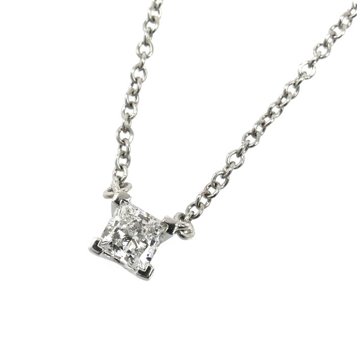 TIFFANY&Co. ティファニー Pt950プラチナ プリンセスカット ネックレス ダイヤモンド0.20ct 2.4g 40cm レディース【中古】【美品】