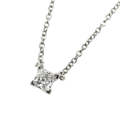 TIFFANY&Co. ティファニー Pt950プラチナ プリンセスカット ネックレス ダイヤモンド0.20ct 2.4g 40cm レディース【中古】【美品】