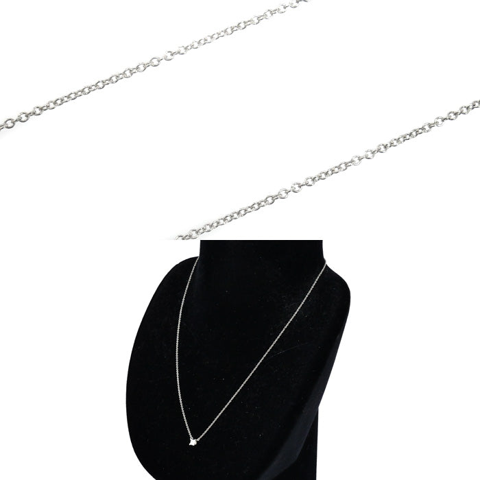 TIFFANY&Co. ティファニー Pt950プラチナ プリンセスカット ネックレス ダイヤモンド0.20ct 2.4g 40cm レディース【中古】【美品】