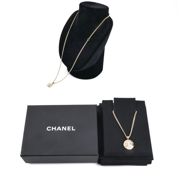 CHANEL シャネル GP ラインストーン ココマーク ネックレス ABG026 B21074 59cm レディース【中古】【美品】