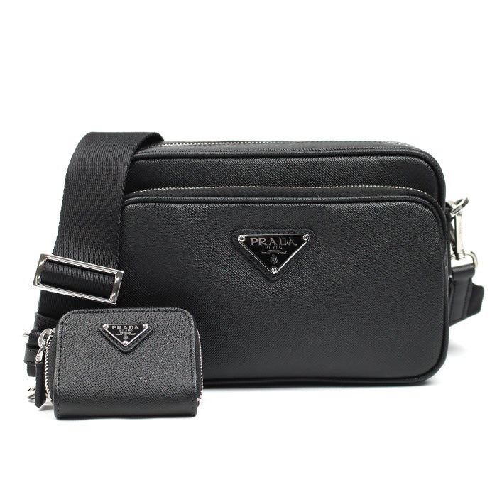 PRADA プラダ サフィアーノ レザー ショルダーバッグ ブラック 2VH170_9Z2_F0002 ユニセックス【中古】【美品】