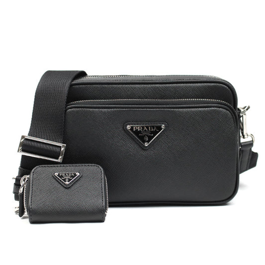 PRADA プラダ サフィアーノ レザー ショルダーバッグ ブラック 2VH170_9Z2_F0002 ユニセックス【中古】【美品】