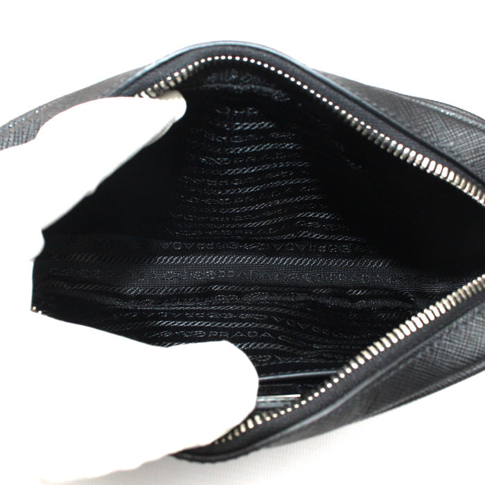 PRADA プラダ サフィアーノ レザー ショルダーバッグ ブラック 2VH170_9Z2_F0002 ユニセックス【中古】【美品】
