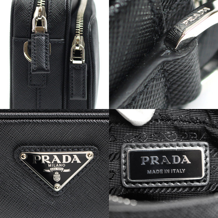 PRADA プラダ サフィアーノ レザー ショルダーバッグ ブラック 2VH170_9Z2_F0002 ユニセックス【中古】【美品】