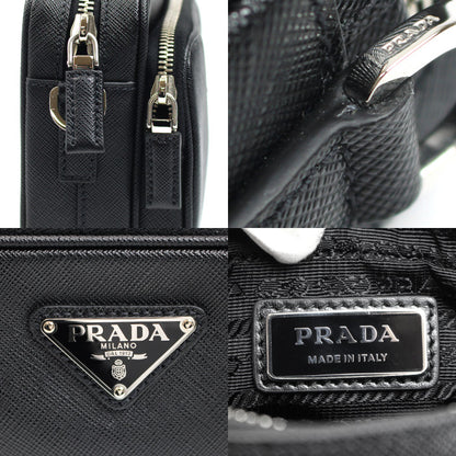 PRADA プラダ サフィアーノ レザー ショルダーバッグ ブラック 2VH170_9Z2_F0002 ユニセックス【中古】【美品】
