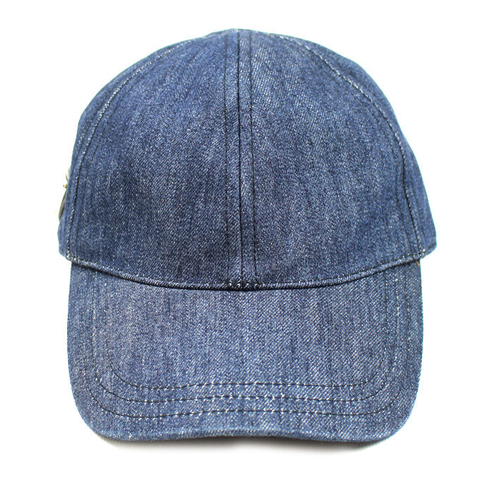 PRADA プラダ トライアングルロゴ デニム キャップ ブルー 1HC274_AJ6_F0008 S レディース【中古】