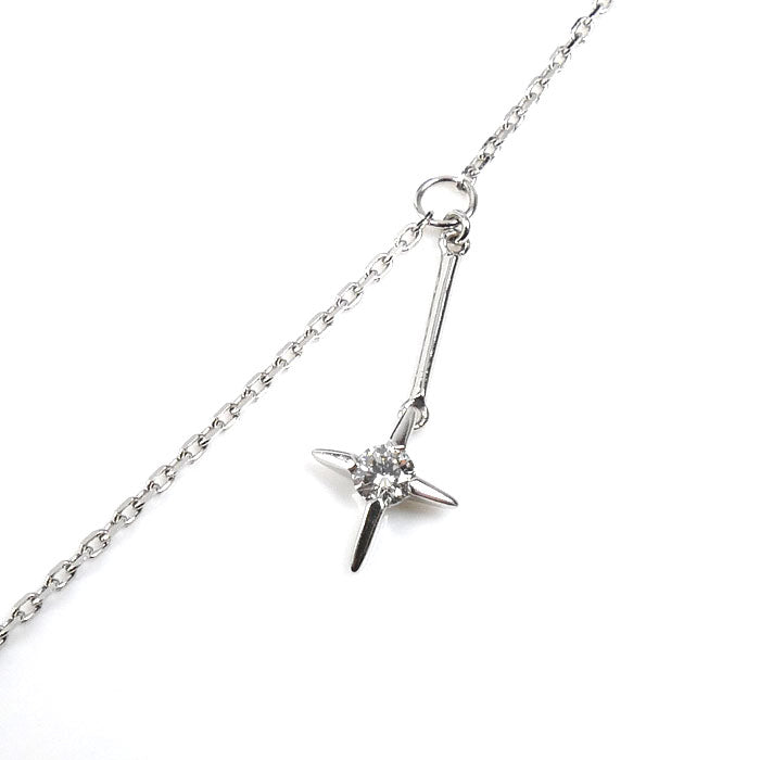 小寺智子 K18WG ホワイトゴールド ネックレス ダイヤモンド0.31ct 4.6g ～75cm ロングフリーチェーン レディース【中古】【美品】