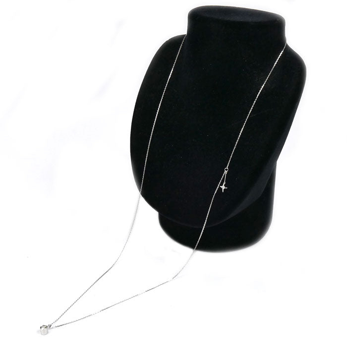 小寺智子 K18WG ホワイトゴールド ネックレス ダイヤモンド0.31ct 4.6g ～75cm ロングフリーチェーン レディース【中古】【美品】