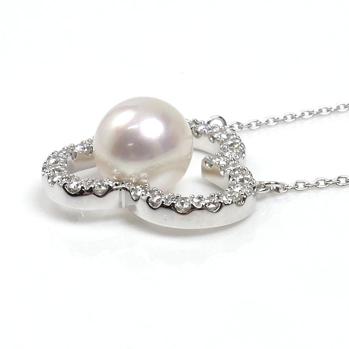 TASAKI タサキ K18WG ホワイトゴールド チャンツ シグネチャー ダイヤモンド パヴェ ネックレス P-16676-18KWG ダイヤモンド0.34ct アコヤパール約8.2mm 5.7g 45cm レディース【中古】【美品】