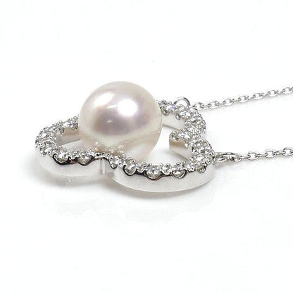 TASAKI タサキ K18WG ホワイトゴールド チャンツ シグネチャー ダイヤモンド パヴェ ネックレス P-16676-18KWG ダイヤモンド0.34ct アコヤパール約8.2mm 5.7g 45cm レディース【中古】【美品】