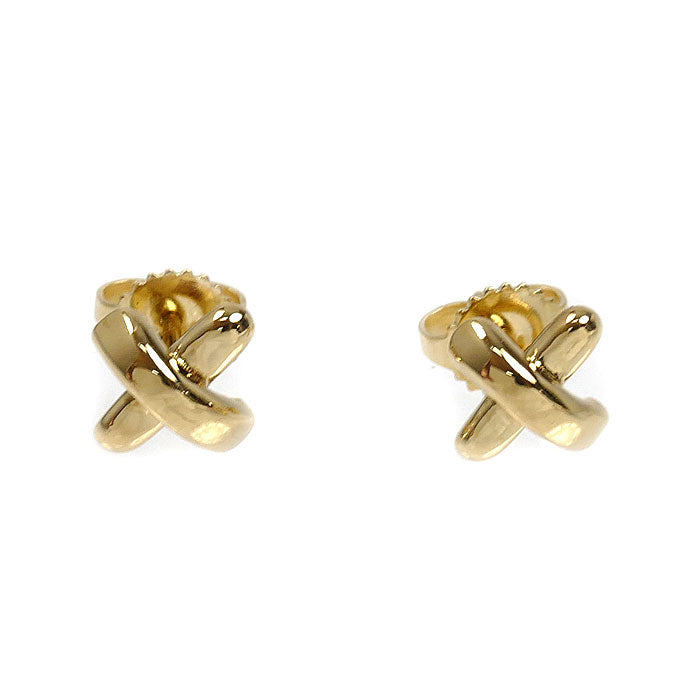 TIFFANY&Co. ティファニー K18YG イエローゴールド クロスステッチ ピアス 2.7g レディース【中古】【美品】