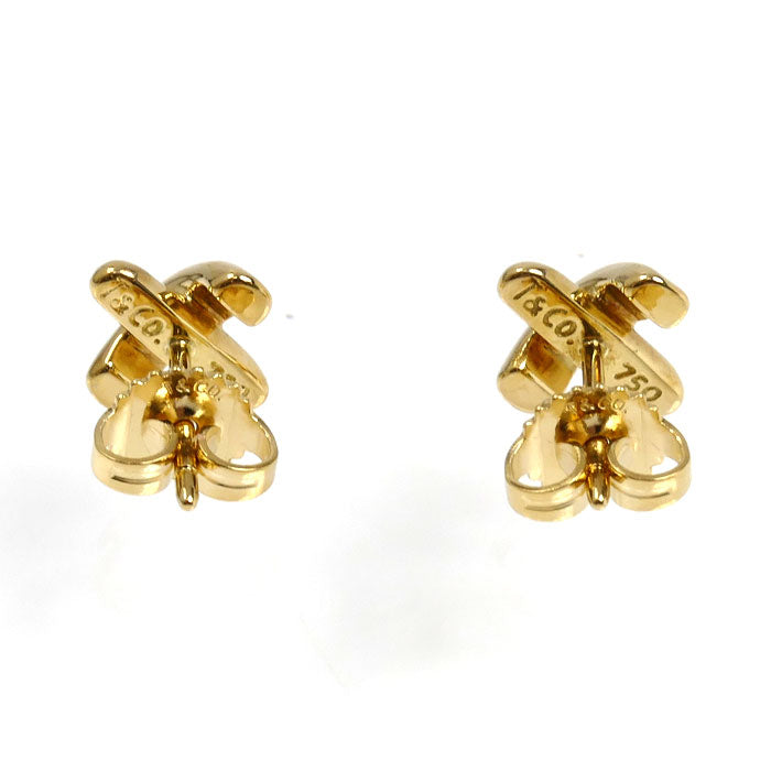 TIFFANY&Co. ティファニー K18YG イエローゴールド クロスステッチ ピアス 2.7g レディース【中古】【美品】
