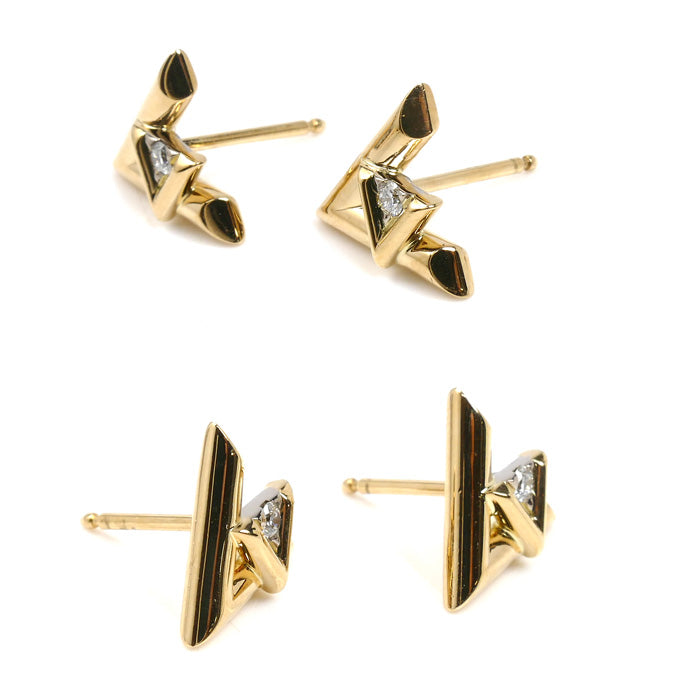 LOUIS VUITTON ルイ・ヴィトン K18YG イエローゴールド ヴォルト ワン ピアス Q96969 ダイヤモンド 3.4g セット売り レディース【中古】【美品】