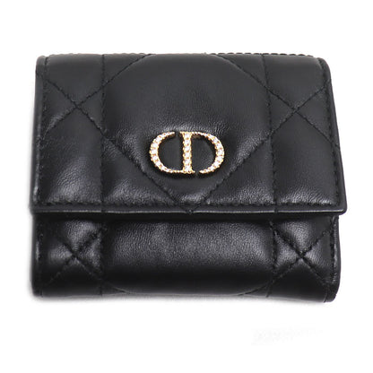 Dior ディオール カロ カナージュ ハイビスカス クリスタル L ジップウォレット 三つ折り財布 ブラック S4207UHNN_M900 レディース【中古】【美品】