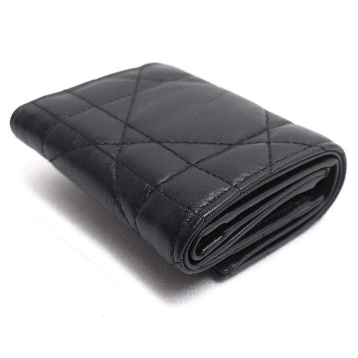 Dior ディオール カロ カナージュ ハイビスカス クリスタル L ジップウォレット 三つ折り財布 ブラック S4207UHNN_M900 レディース【中古】【美品】