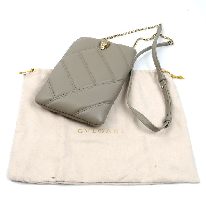BVLGARI ブルガリ セルペンティ ショルダーバッグ グレー 291812 スマホケース レディース【中古】【美品】