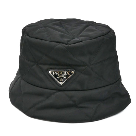 PRADA プラダ トライアングルロゴ バケットハット ハット ブラック 1HC325 2DV4 L レディース【中古】