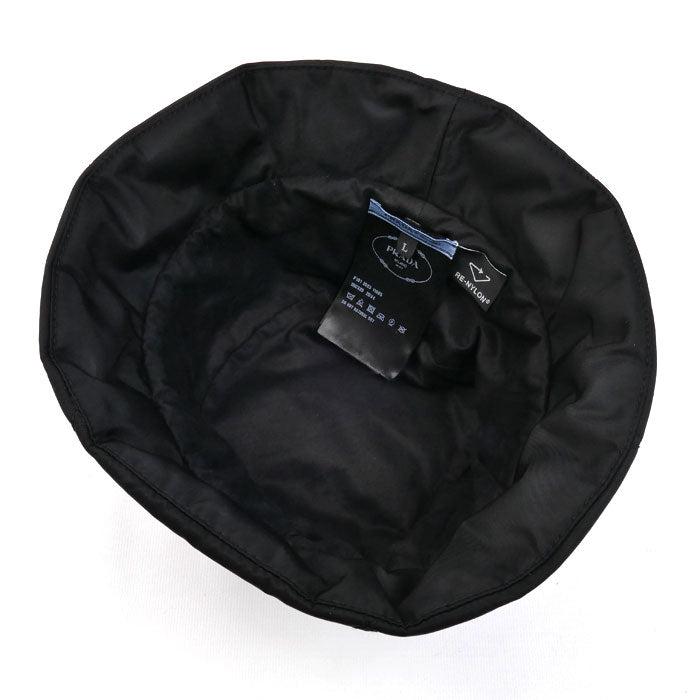 PRADA プラダ トライアングルロゴ バケットハット ハット ブラック 1HC325 2DV4 L レディース【中古】
