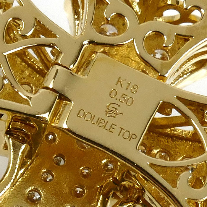 ゆきざき K18YG イエローゴールド ダブルトップ ペンダントトップ W50119.12.6.5 ダイヤモンド0.50ct 7.3g レディース【中古】【美品】