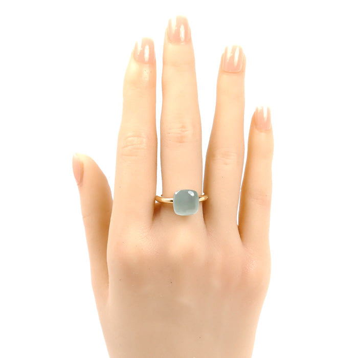 Pomellato ポメラート K18PG ピンクゴールド K18WG ホワイトゴールド ヌード クラシック リング・指輪 アクアマリン 11号 7.4g スモーキー レディース【中古】【美品】