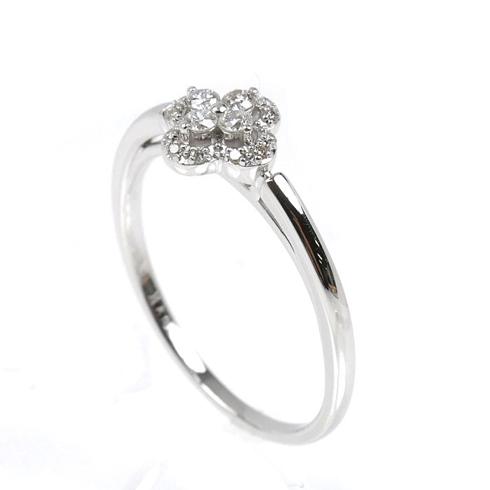 Vendome Aoyama ヴァンドーム青山 K18WG ホワイトゴールド フラワー リング・指輪 ダイヤモンド0.13ct 16号 2.4g レディース【中古】【美品】