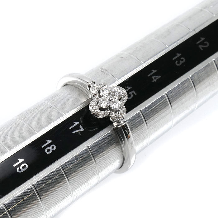 Vendome Aoyama ヴァンドーム青山 K18WG ホワイトゴールド フラワー リング・指輪 ダイヤモンド0.13ct 16号 2.4g レディース【中古】【美品】
