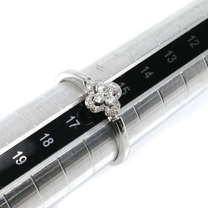 Vendome Aoyama ヴァンドーム青山 K18WG ホワイトゴールド フラワー リング・指輪 ダイヤモンド0.13ct 16号 2.4g レディース【中古】【美品】