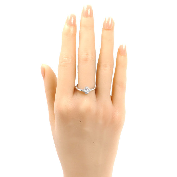 Vendome Aoyama ヴァンドーム青山 K18WG ホワイトゴールド フラワー リング・指輪 ダイヤモンド0.13ct 16号 2.4g レディース【中古】【美品】