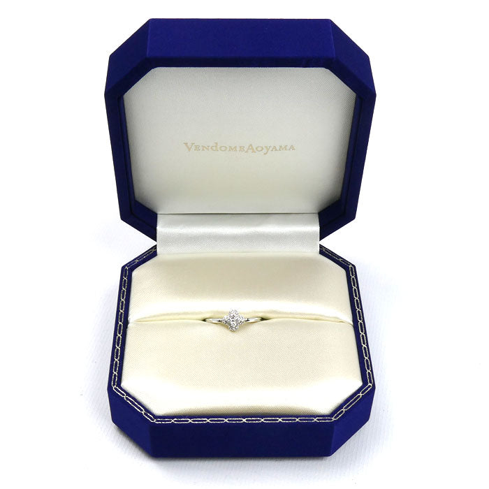 Vendome Aoyama ヴァンドーム青山 K18WG ホワイトゴールド フラワー リング・指輪 ダイヤモンド0.13ct 16号 2.4g レディース【中古】【美品】