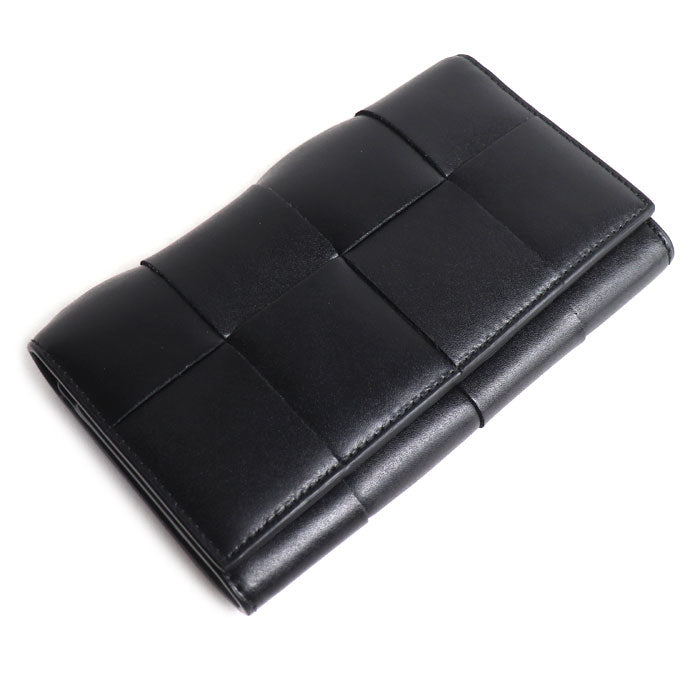BOTTEGAVENETA ボッテガヴェネタ イントレチャート カセット ロングウォレット 長財布 ブラック 749463VBWD28803 ユニセックス【中古】【美品】