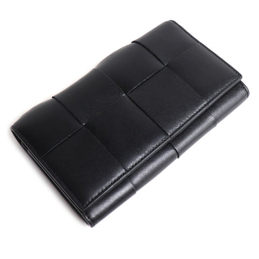 BOTTEGAVENETA ボッテガヴェネタ イントレチャート カセット ロングウォレット 長財布 ブラック 749463VBWD28803 ユニセックス【中古】【美品】