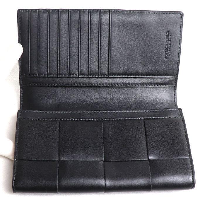 BOTTEGAVENETA ボッテガヴェネタ イントレチャート カセット ロングウォレット 長財布 ブラック 749463VBWD28803 ユニセックス【中古】【美品】