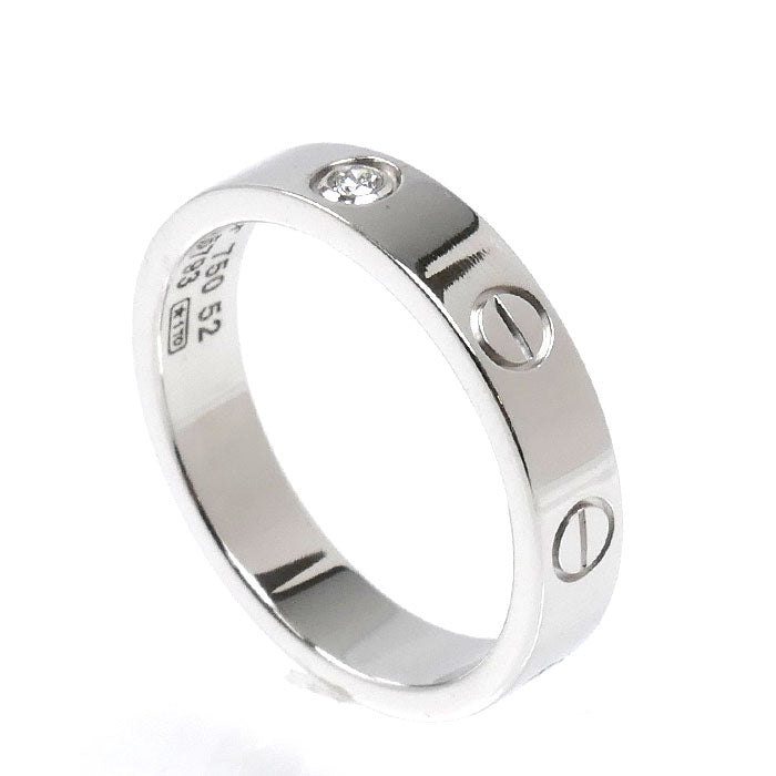 CARTIER カルティエ K18WG ホワイトゴールド ミニラブ 1Pダイヤ リング・指輪 B4050552 ダイヤモンド 12号 52 4.8g レディース【中古】【美品】