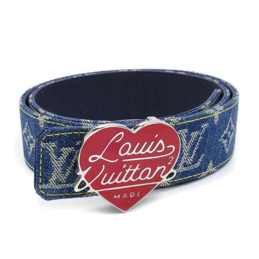 LOUIS VUITTON ルイ・ヴィトン × Nigo サンチュール LVハート ベルト ブルー M0465 BC3281 ユニセックス【中古】【美品】
