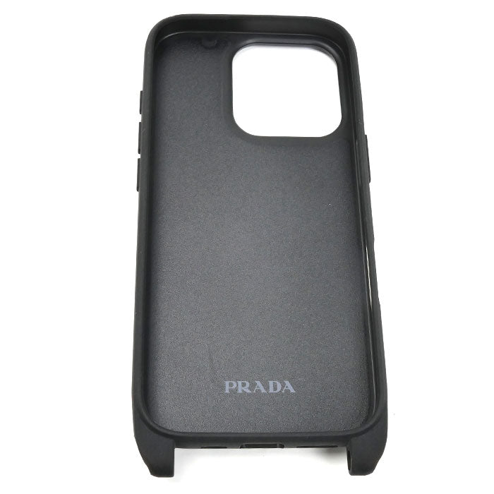 PRADA プラダ 16Pro iPhoneケース ブラック 1ZH209_2C3H_F0018 スタッズ レディース【中古】【極美品】