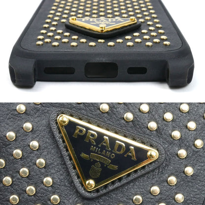 PRADA プラダ 16Pro iPhoneケース ブラック 1ZH209_2C3H_F0018 スタッズ レディース【中古】【極美品】