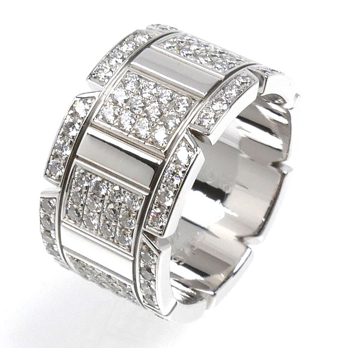 CARTIER カルティエ K18WG ホワイトゴールド タンクフランセーズ LM リング・指輪 ダイヤモンド 13号 53 14.8g レディース【中古】【美品】