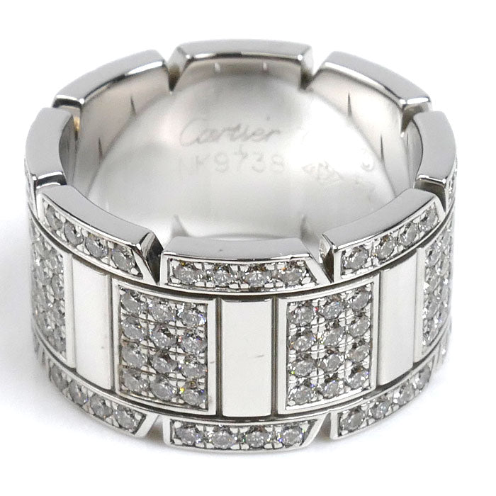 CARTIER カルティエ K18WG ホワイトゴールド タンクフランセーズ LM リング・指輪 ダイヤモンド 13号 53 14.8g レディース【中古】【美品】