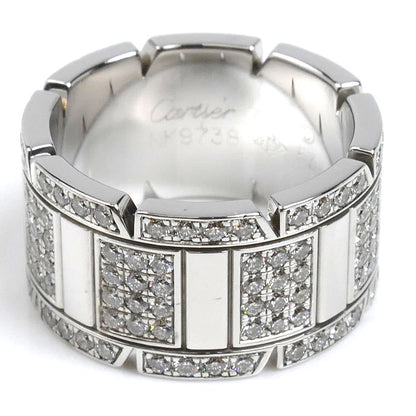 CARTIER カルティエ K18WG ホワイトゴールド タンクフランセーズ LM リング・指輪 ダイヤモンド 13号 53 14.8g レディース【中古】【美品】
