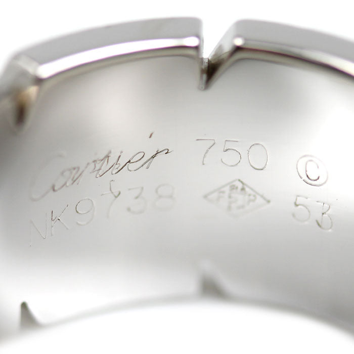 CARTIER カルティエ K18WG ホワイトゴールド タンクフランセーズ LM リング・指輪 ダイヤモンド 13号 53 14.8g レディース【中古】【美品】