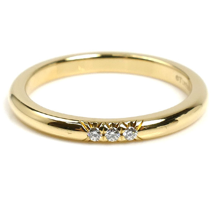 TIFFANY&Co. ティファニー K18YG イエローゴールド ウエディングバンド 3Pダイヤ リング・指輪 ダイヤモンド 9号 2.6g レディース【中古】【美品】