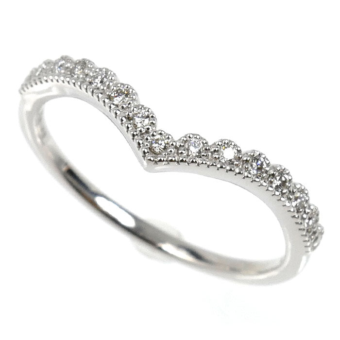 STAR JEWELRY スタージュエリー K18WG ホワイトゴールド ミルグレイン リング・指輪 ダイヤモンド0.07ct 11号 1.9g レディース【中古】【美品】